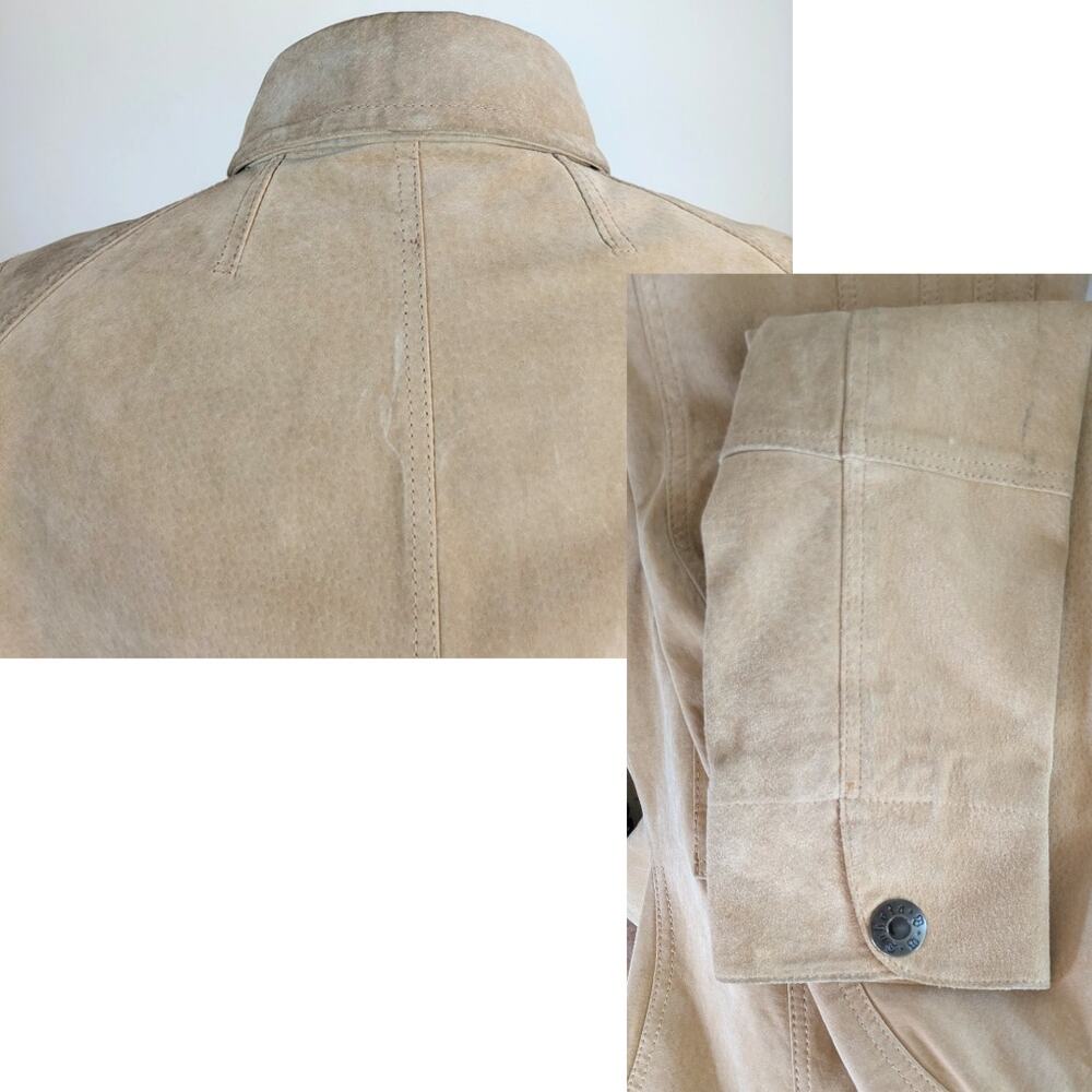 BB Dakota Suede Leather Safari Jacket Tan Medium Utility Field Coat - Picture 10 of 12
